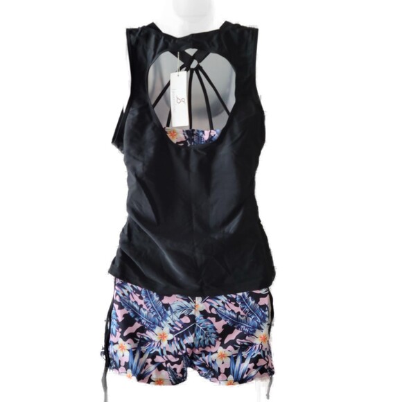 JASAMBAC  3 Piece Floral Print Athletic Tankini Swimsuits with Boyshort Sz M - Picture 8 of 9